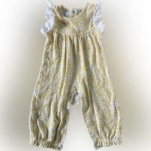Laura Ashley Baby 12 Months Yellow Floral Ruffle Sleeve Onesie